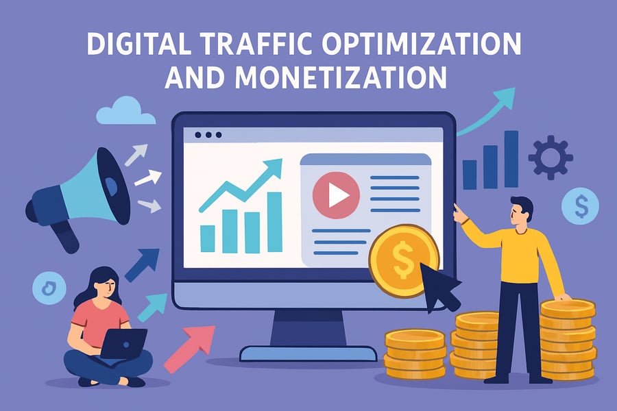 Illustration of digital traffic optimization and monetization